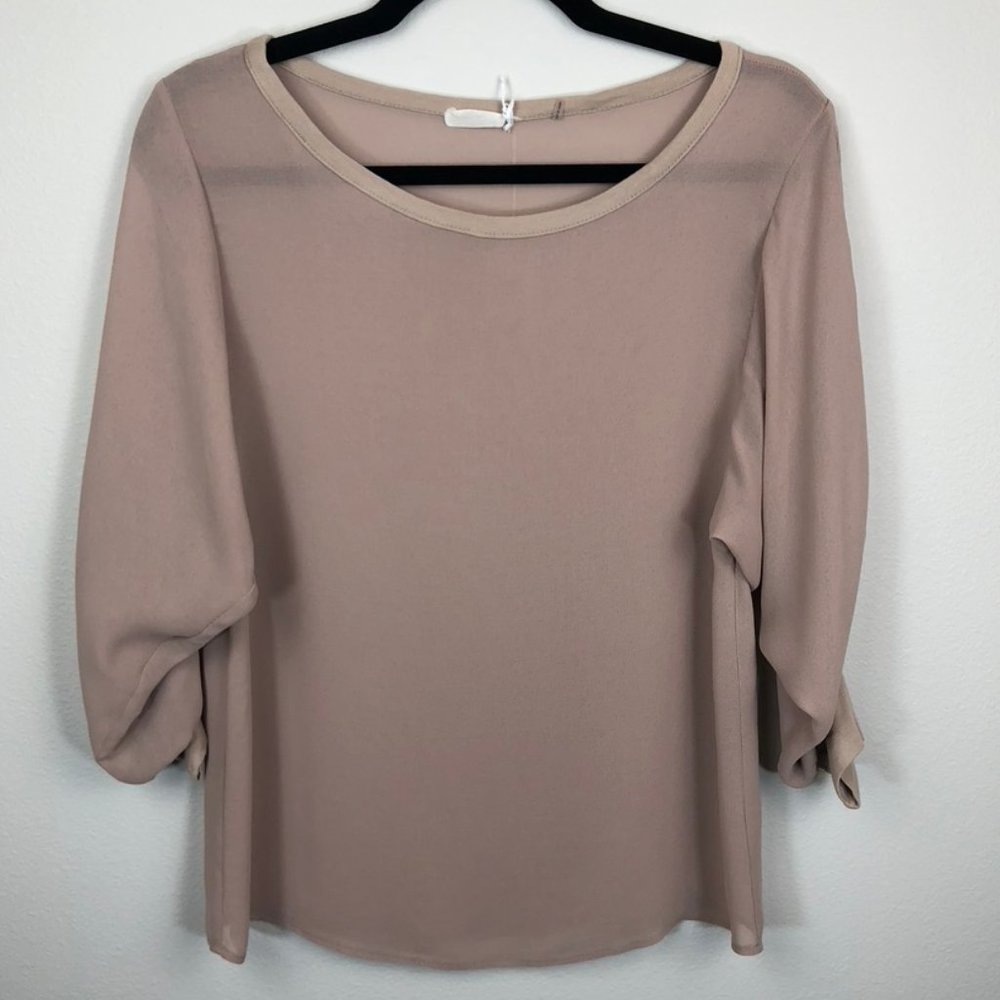 AG Adriano Goldschmied Gathered Sleeve Crepe Top - Picture 3 of 8